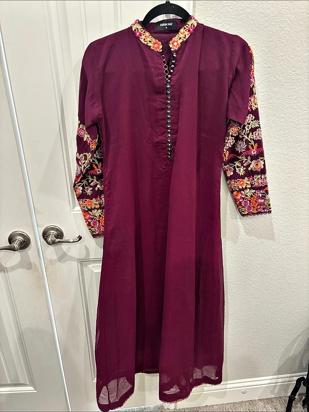 Farah Naz Embroidered Purple Kurta Set